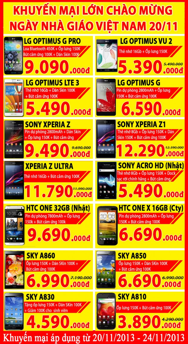 Khuyến mại lớn chào mừng 20/11 - Di Động Thông Minh