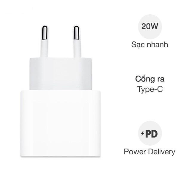Củ Sạc Nhanh Apple 20W PD Chính Hãng - Bảo Hành 12 Tháng