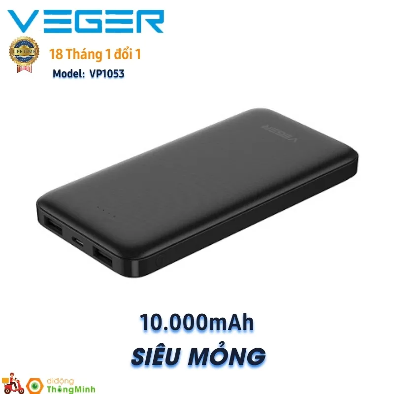 Pin Sạc Dự Phòng Veger VP1053 10,000mAh