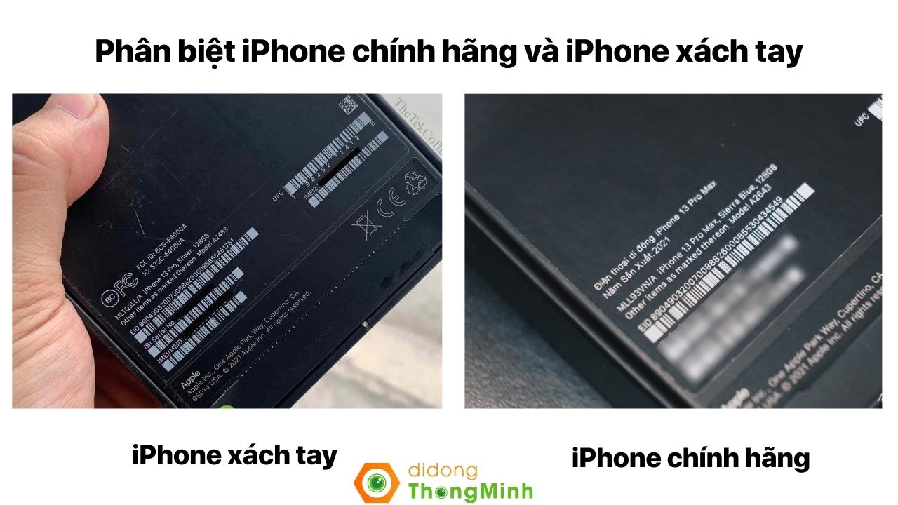 Phân biệt iPhone chính hãng và iPhone xách tay dựa vào vỏ hộp