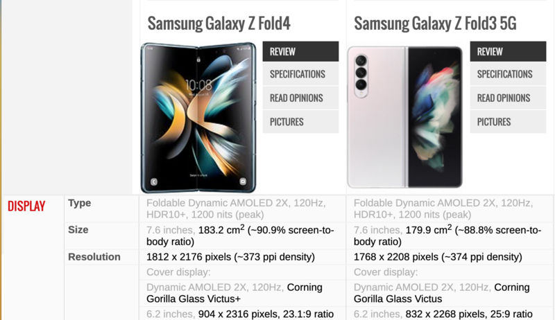 Màn hình Galaxy Z Fold4 và Z Flip4 rộng so với thế hệ cũ