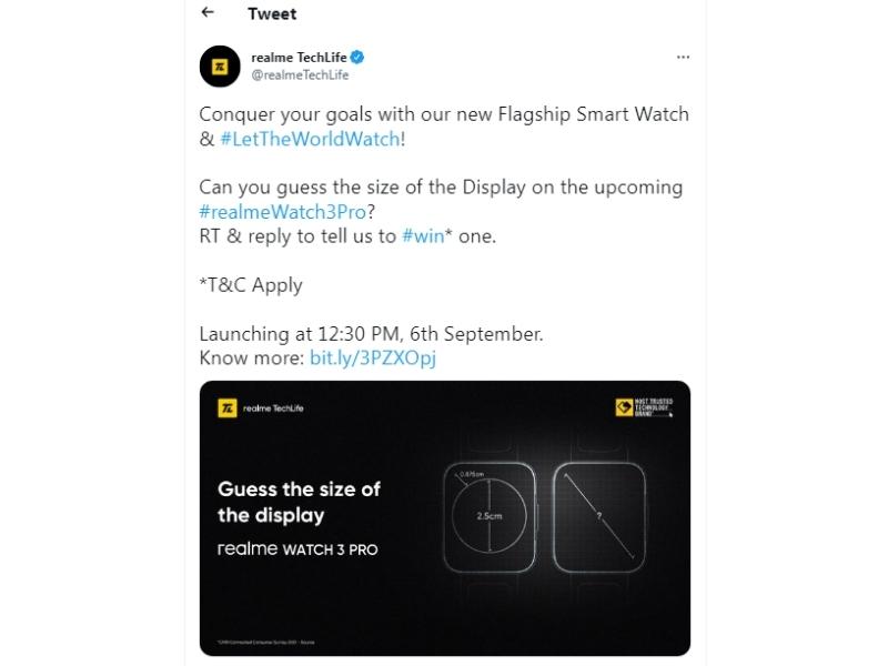 Realme Watch 3 Pro xác nhận được công bố vào ngày 6/9