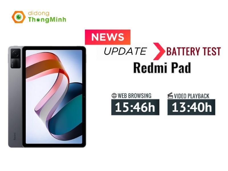 Redmi Pad được cung cấp năng lượng bởi viên pin 8.000mAh