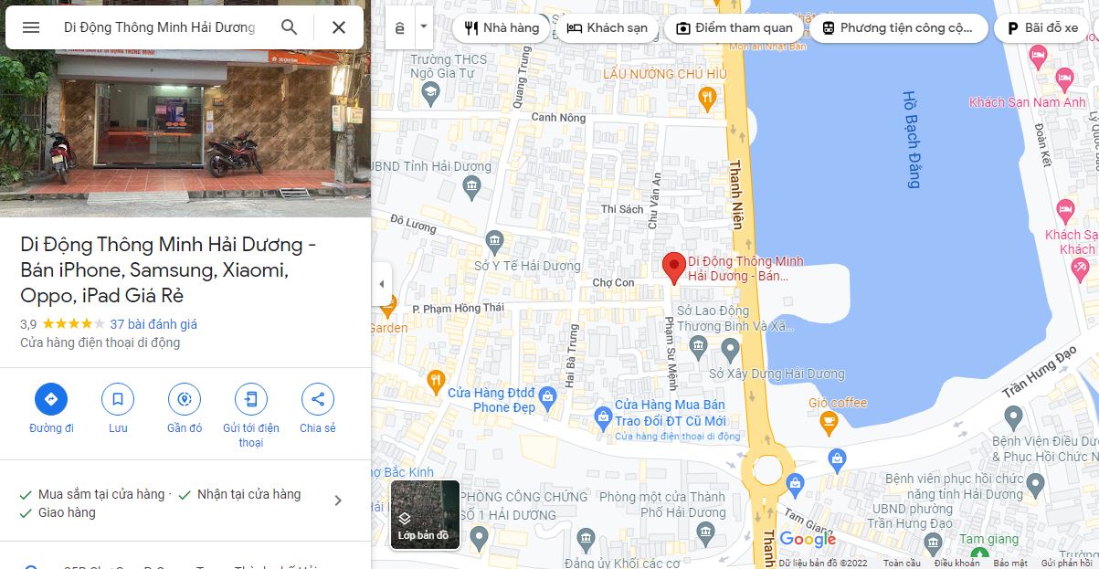 Cửa hàng Di Động Thông Minh ở 35B Chợ Con, Hải Dương có trên Google Map