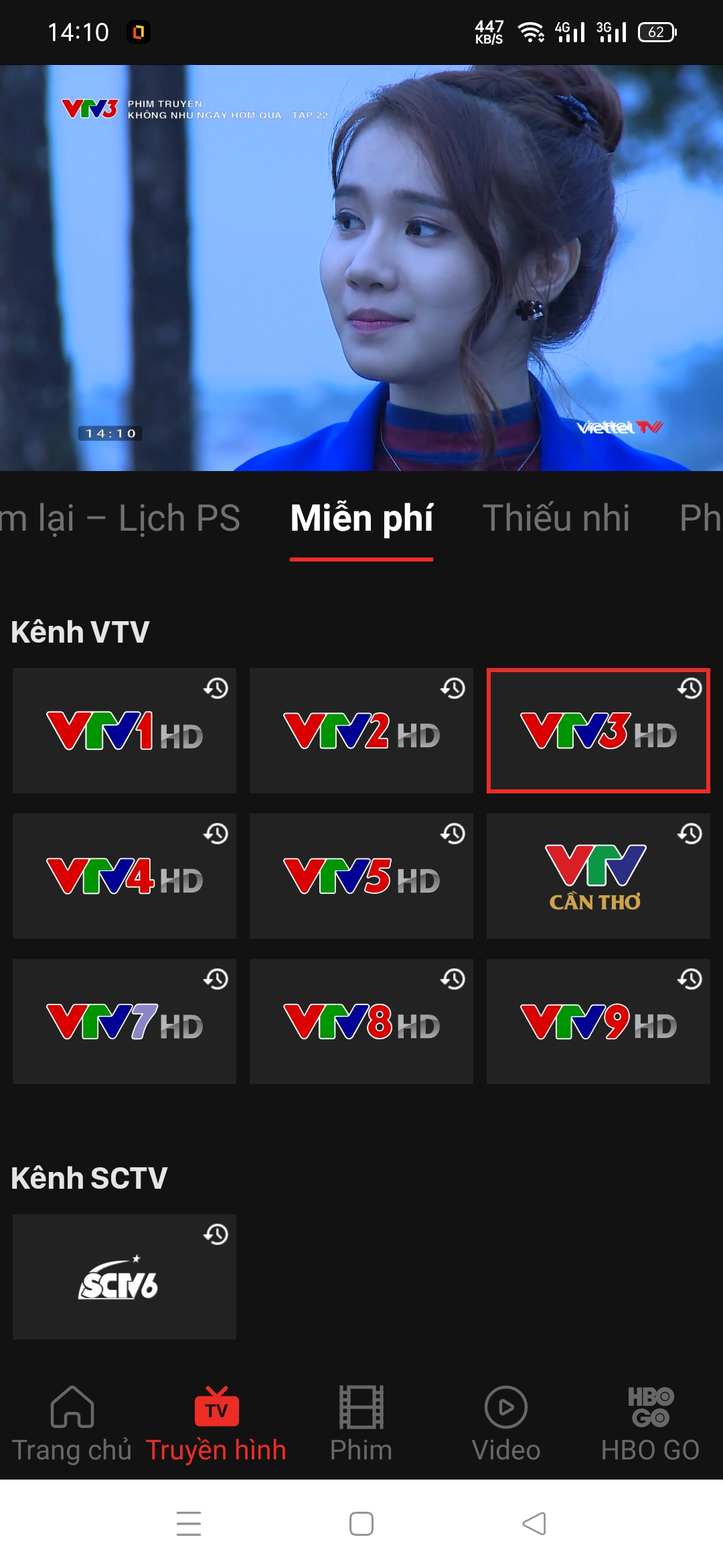 Xem miễn phí các kênh sóng của ĐTH Việt Nam trên ứng dụng TV360 