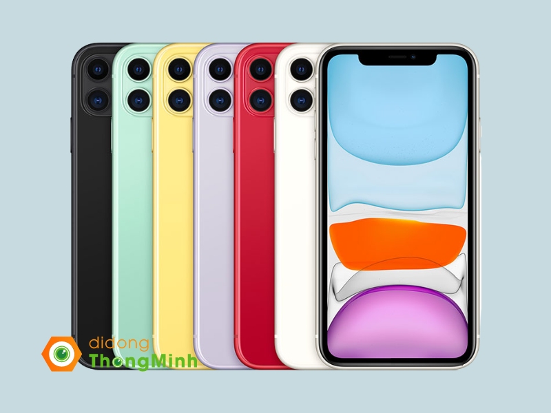 iPhone 11 sở hữu bộ sưu tập màu sắc phong phú, đa dạng như: Xanh Lá, Trắng Ngọc Trai, Đỏ, Vàng, Tím, Đen..