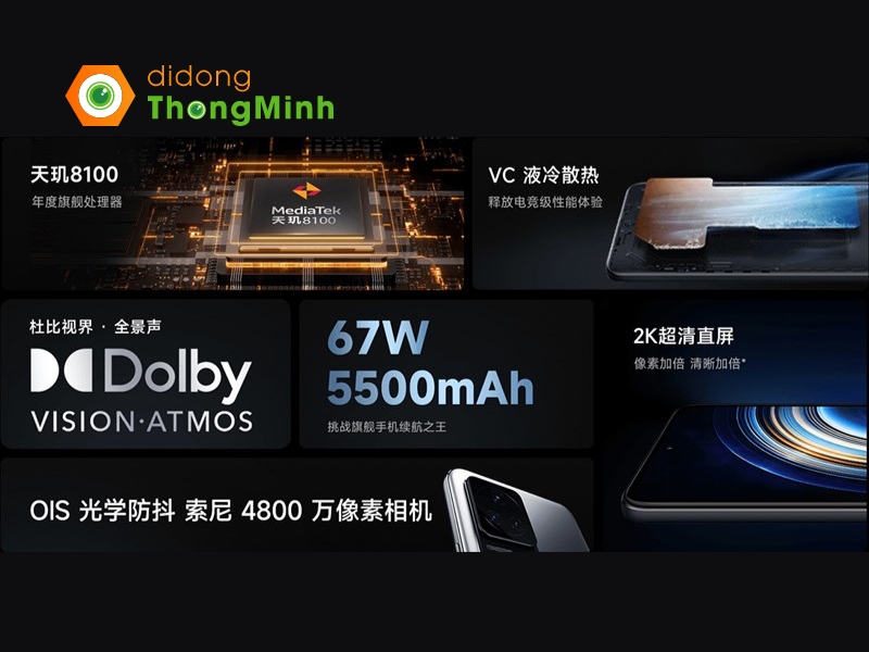 Redmi K50 12GB/256GB hoạt động nhờ viên pin có dung lượng khủng 5500 mAh