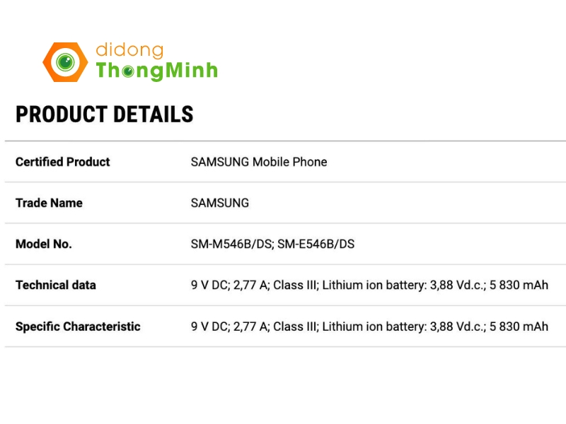 Galaxy F54 dự kiến đi kèm viên pin 6.000mAh, hỗ trợ sạc nhanh 25W