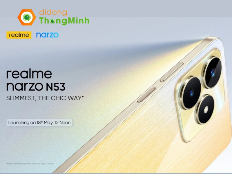 Realme Narzo N53 dự kiến diễn ra vào ngày 18/5 tại Ấn Độ vào 12 giờ trưa