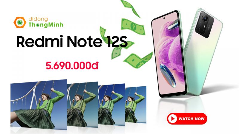 Redmi Note 12S đi kèm màn hình AMOLED, camera 108 MP, giá chưa đến 6 triệu