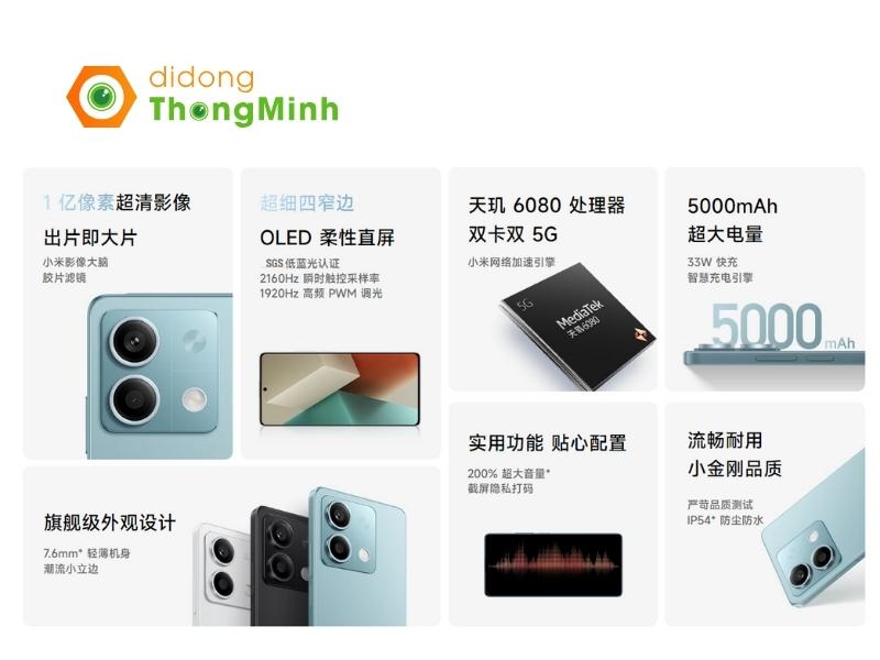 Thông số kỹ thuật của Xiaomi Redmi Note 13
