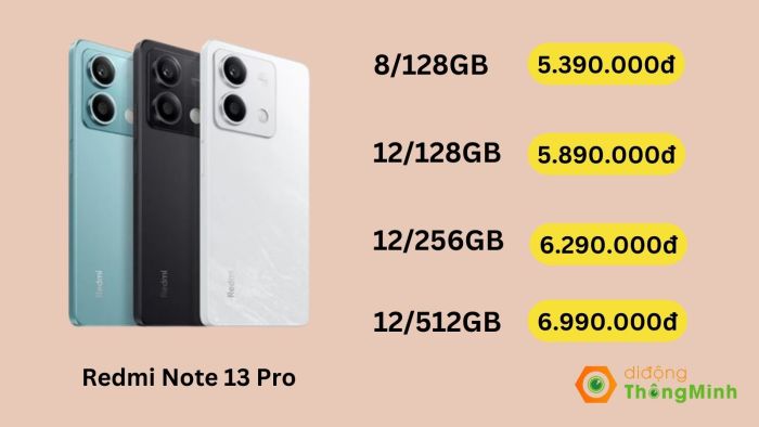 Bảng giá Redmi Note 13 Pro tại Di Động Thông Minh