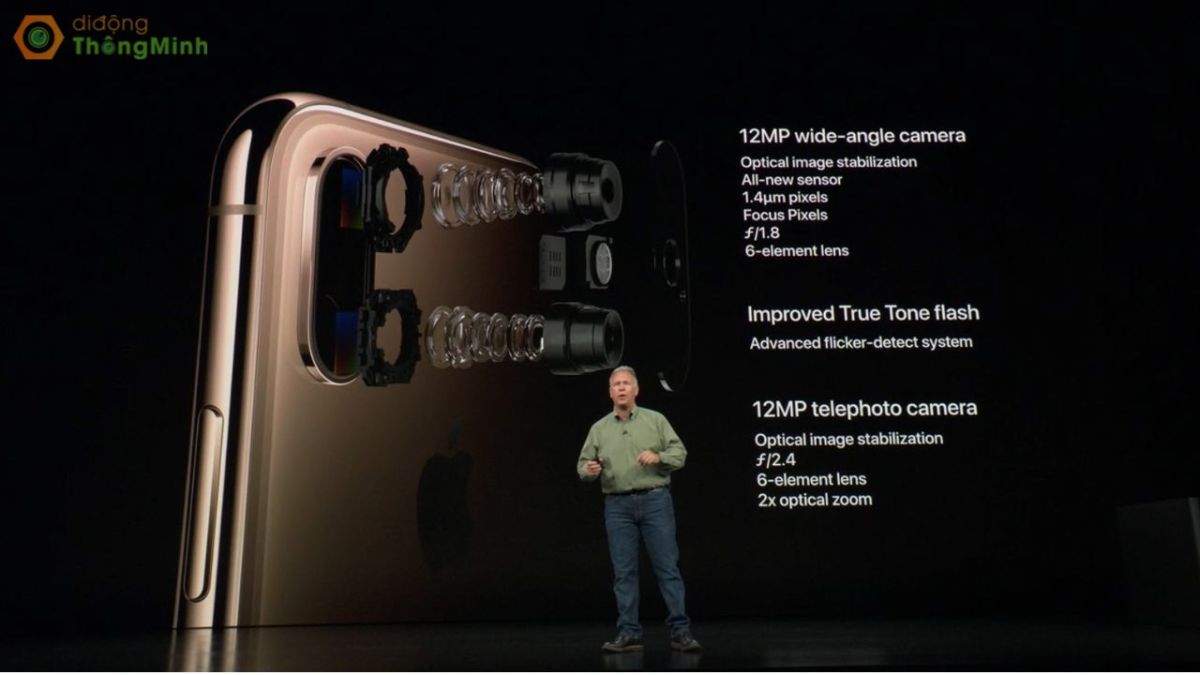 Cận cảnh thiết kế cụm camera kép mặt lưng iPhone XS cũ 